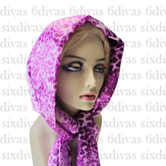 NEW Purple Black Animal Print Long Rectangular Scarf - Picture 2 of 7